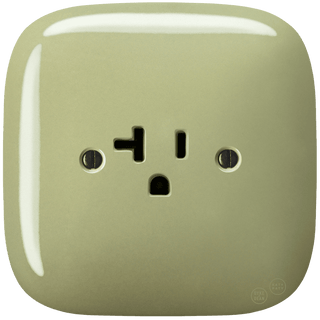 SQUARE PORCELAIN WALL SOCKET USA 20 AMP MOSS GREEN - DYKE & DEAN