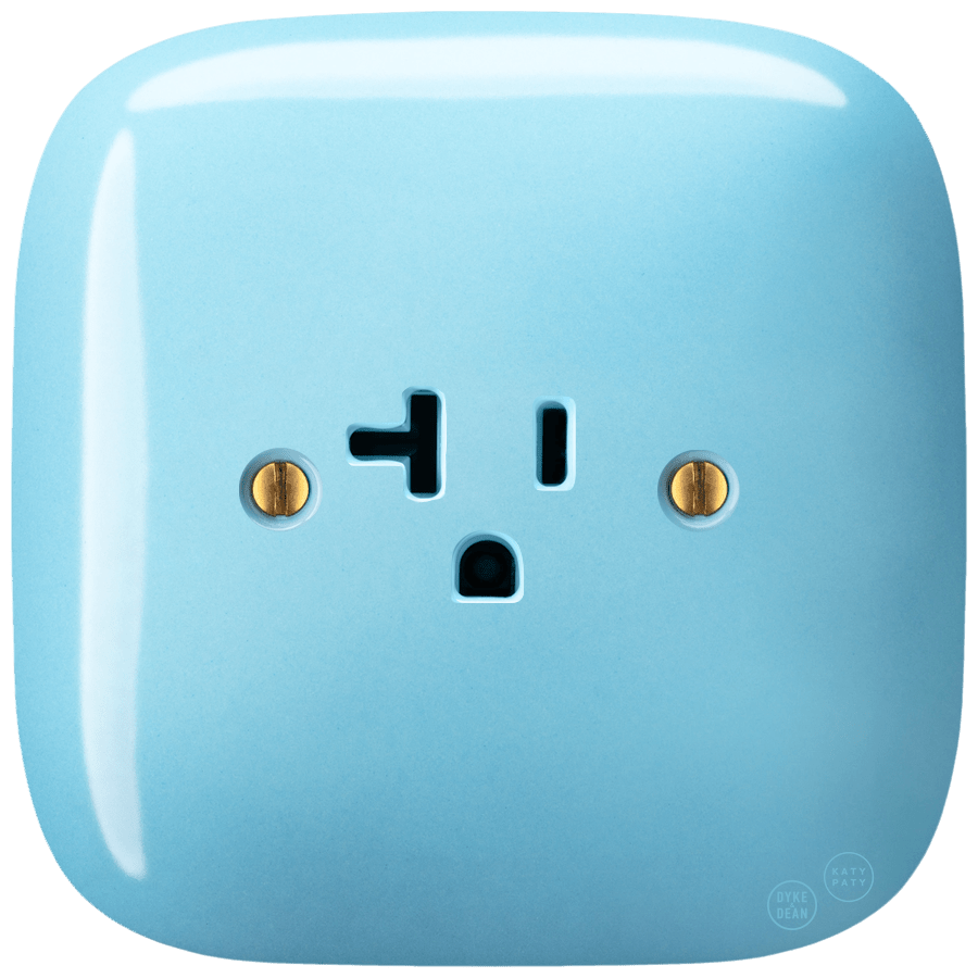 SQUARE PORCELAIN WALL SOCKET USA 20 AMP PASTEL BLUE - DYKE & DEAN