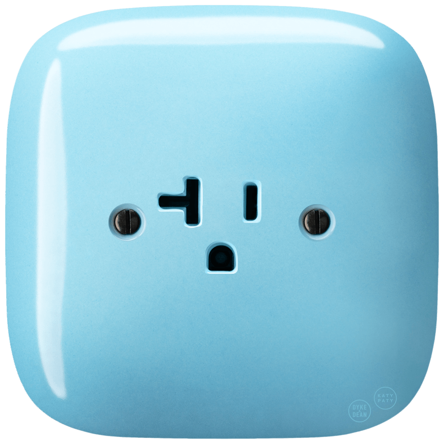 SQUARE PORCELAIN WALL SOCKET USA 20 AMP PASTEL BLUE - DYKE & DEAN