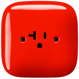 SQUARE PORCELAIN WALL SOCKET USA 20 AMP RED - DYKE & DEAN