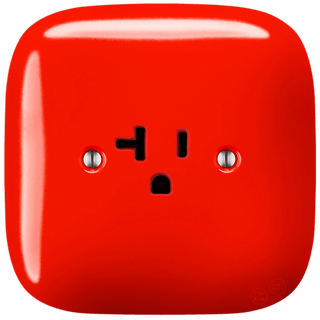 SQUARE PORCELAIN WALL SOCKET USA 20 AMP RED - DYKE & DEAN