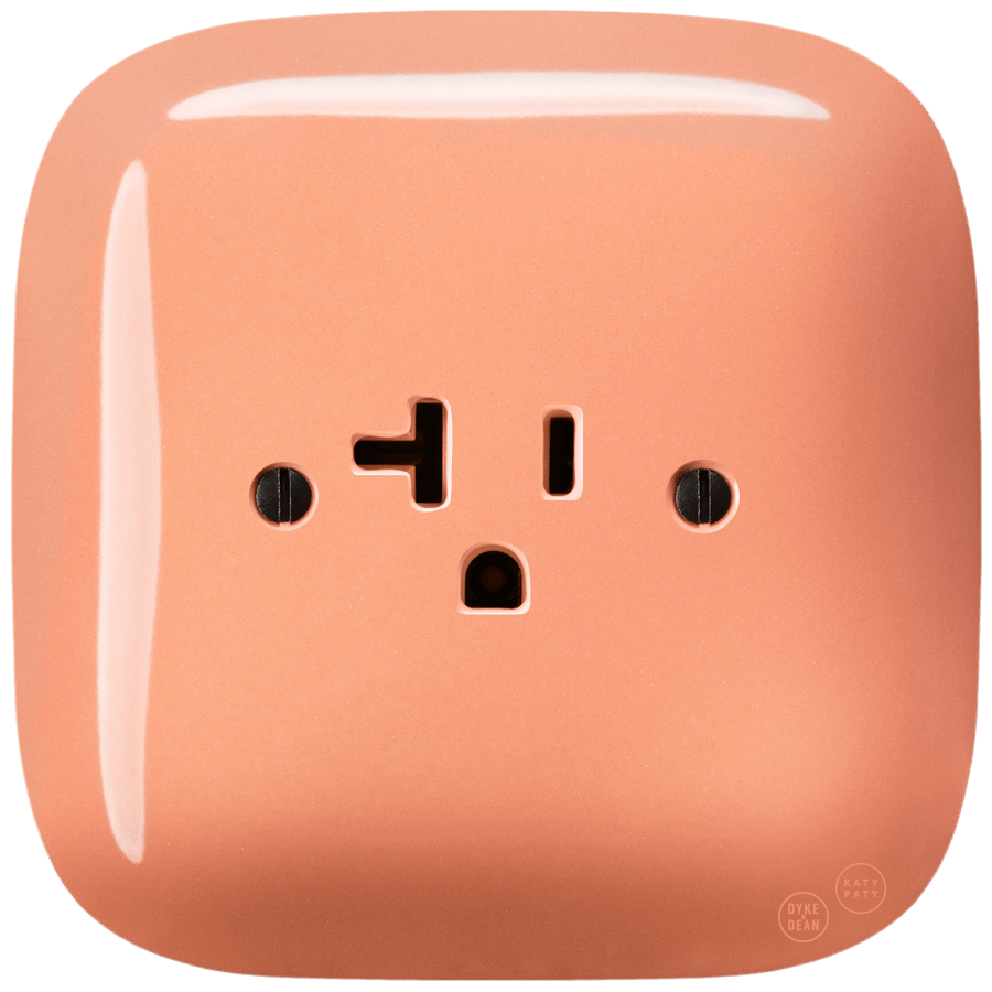 SQUARE PORCELAIN WALL SOCKET USA 20 AMP SALMON - DYKE & DEAN