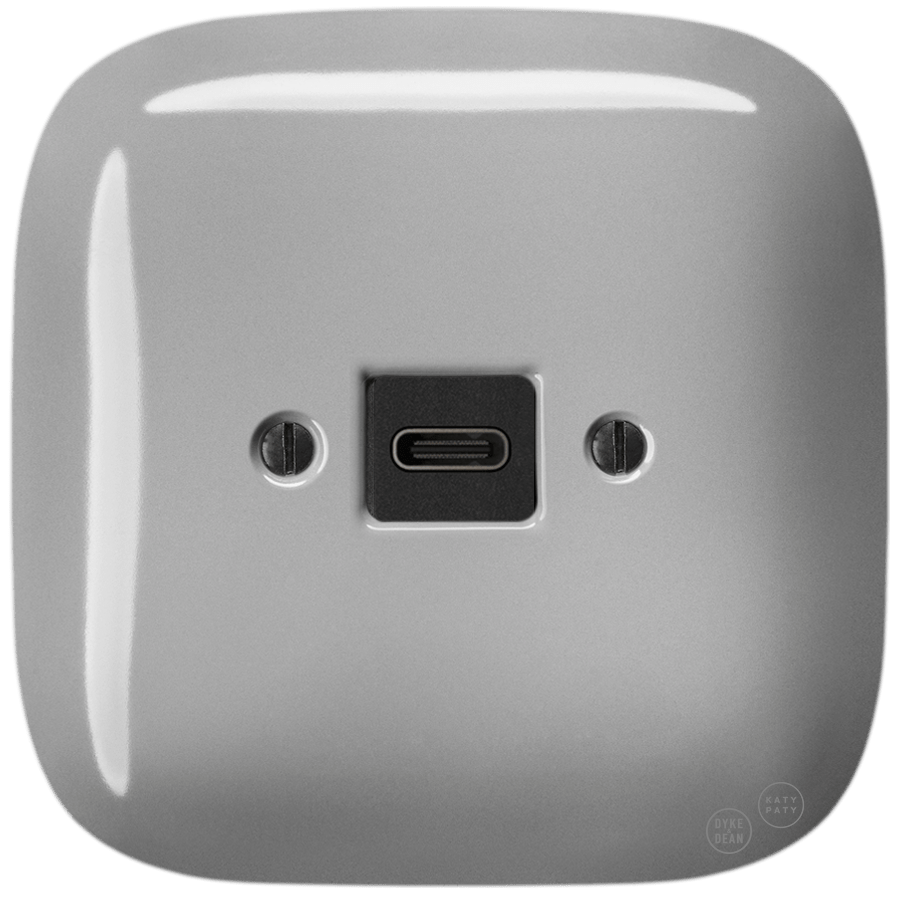 SQUARE PORCELAIN WALL SOCKET USB - C GREY - DYKE & DEAN