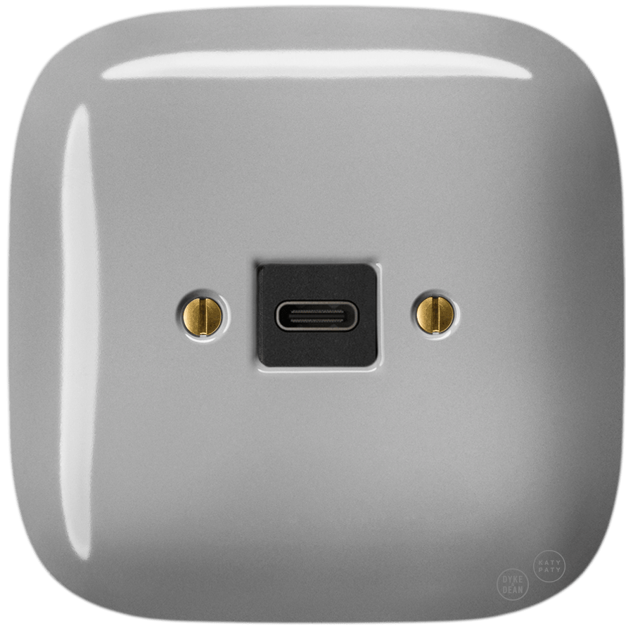 SQUARE PORCELAIN WALL SOCKET USB - C GREY - DYKE & DEAN