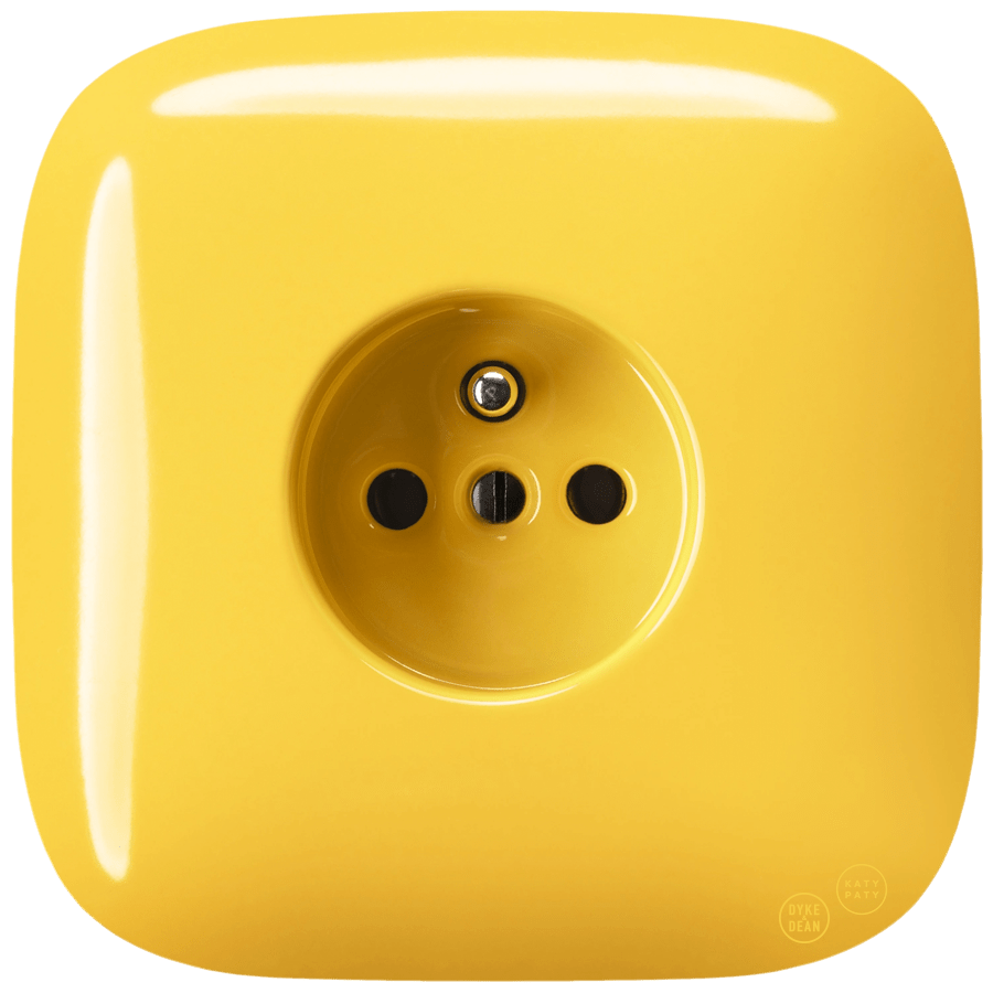 SQUARE PORCELAIN WALL SOCKET YELLOW - DYKE & DEAN