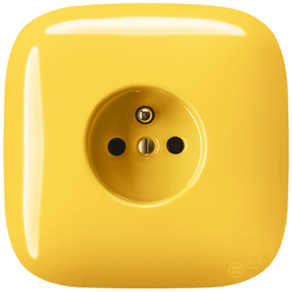 SQUARE PORCELAIN WALL SOCKET YELLOW - DYKE & DEAN