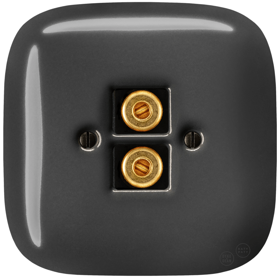 SQUARE PORCELAIN WALL SPEAKER SOCKET DARK GREY - DYKE & DEAN