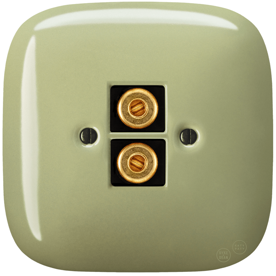 SQUARE PORCELAIN WALL SPEAKER SOCKET MOSS GREEN - DYKE & DEAN