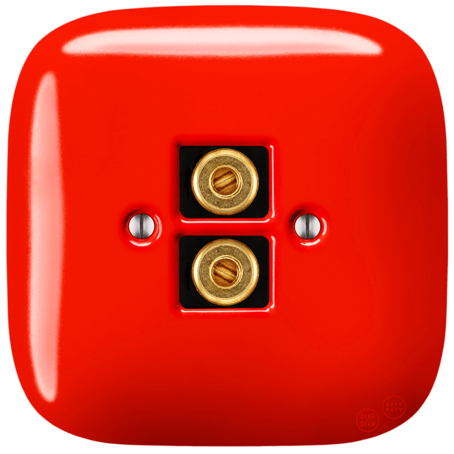 SQUARE PORCELAIN WALL SPEAKER SOCKET RED - DYKE & DEAN