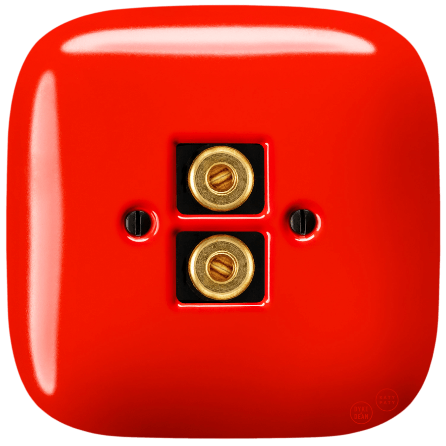 SQUARE PORCELAIN WALL SPEAKER SOCKET RED - DYKE & DEAN