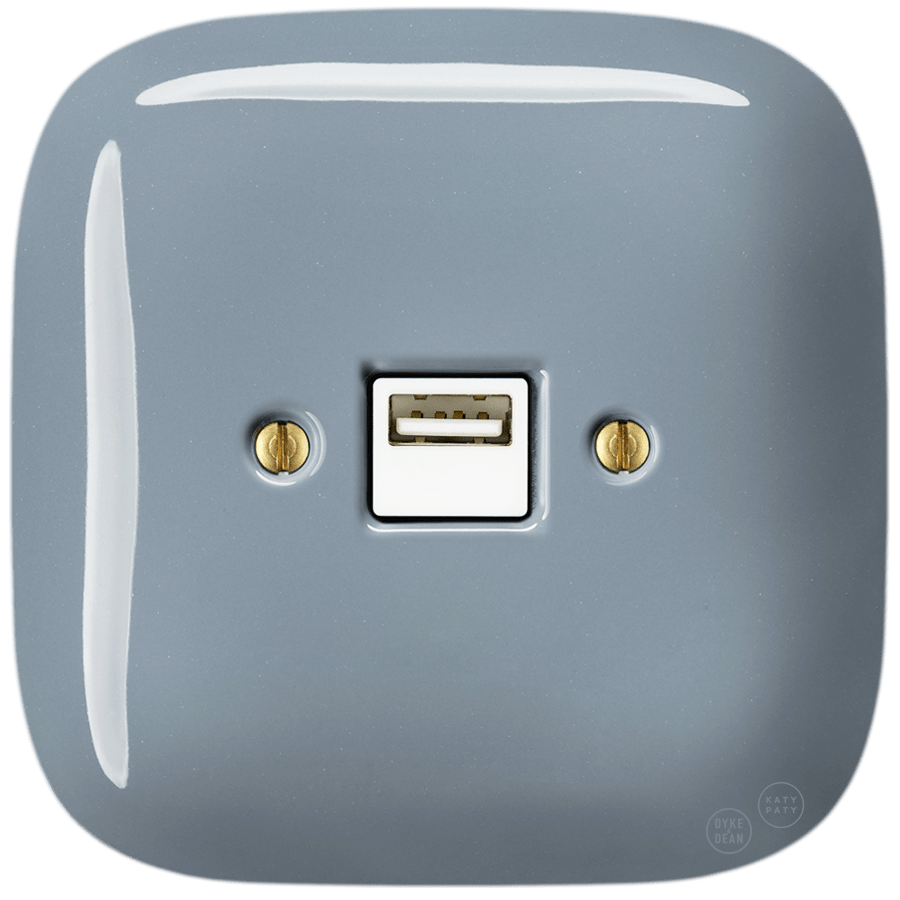 SQUARE PORCELAIN WALL USB CHARGER ASH GREY - DYKE & DEAN