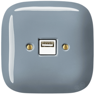 SQUARE PORCELAIN WALL USB CHARGER ASH GREY - DYKE & DEAN