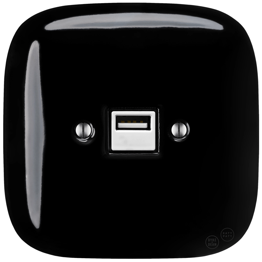 SQUARE PORCELAIN WALL USB CHARGER BLACK - DYKE & DEAN