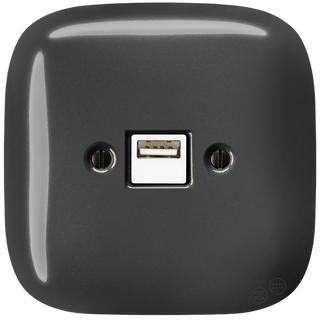 SQUARE PORCELAIN WALL USB CHARGER DARK GREY - DYKE & DEAN