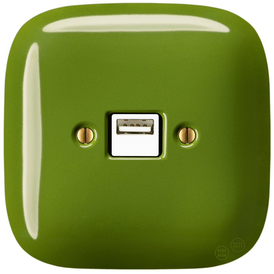 SQUARE PORCELAIN WALL USB CHARGER GREEN - DYKE & DEAN