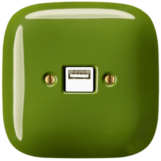 SQUARE PORCELAIN WALL USB CHARGER GREEN - DYKE & DEAN