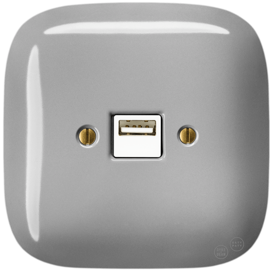 SQUARE PORCELAIN WALL USB CHARGER GREY - DYKE & DEAN