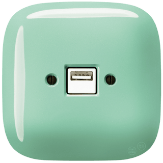 SQUARE PORCELAIN WALL USB CHARGER MINT - DYKE & DEAN