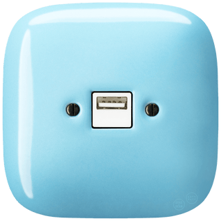 SQUARE PORCELAIN WALL USB CHARGER PASTEL BLUE - DYKE & DEAN