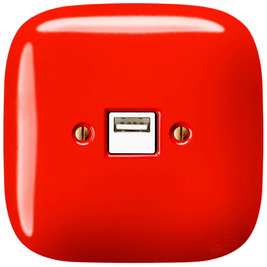 SQUARE PORCELAIN WALL USB CHARGER RED - DYKE & DEAN