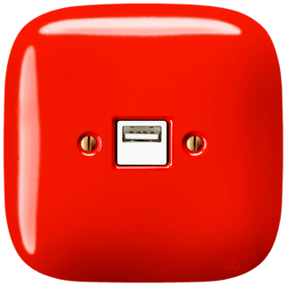 SQUARE PORCELAIN WALL USB CHARGER RED - DYKE & DEAN