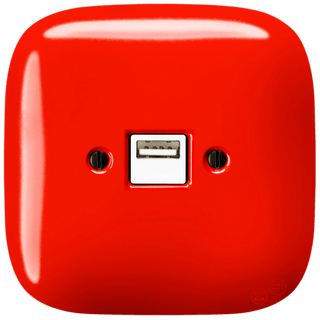 SQUARE PORCELAIN WALL USB CHARGER RED - DYKE & DEAN