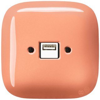 SQUARE PORCELAIN WALL USB CHARGER SALMON - DYKE & DEAN