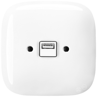 SQUARE PORCELAIN WALL USB CHARGER WHITE - DYKE & DEAN