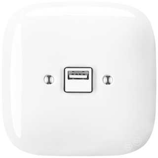 SQUARE PORCELAIN WALL USB CHARGER WHITE - DYKE & DEAN