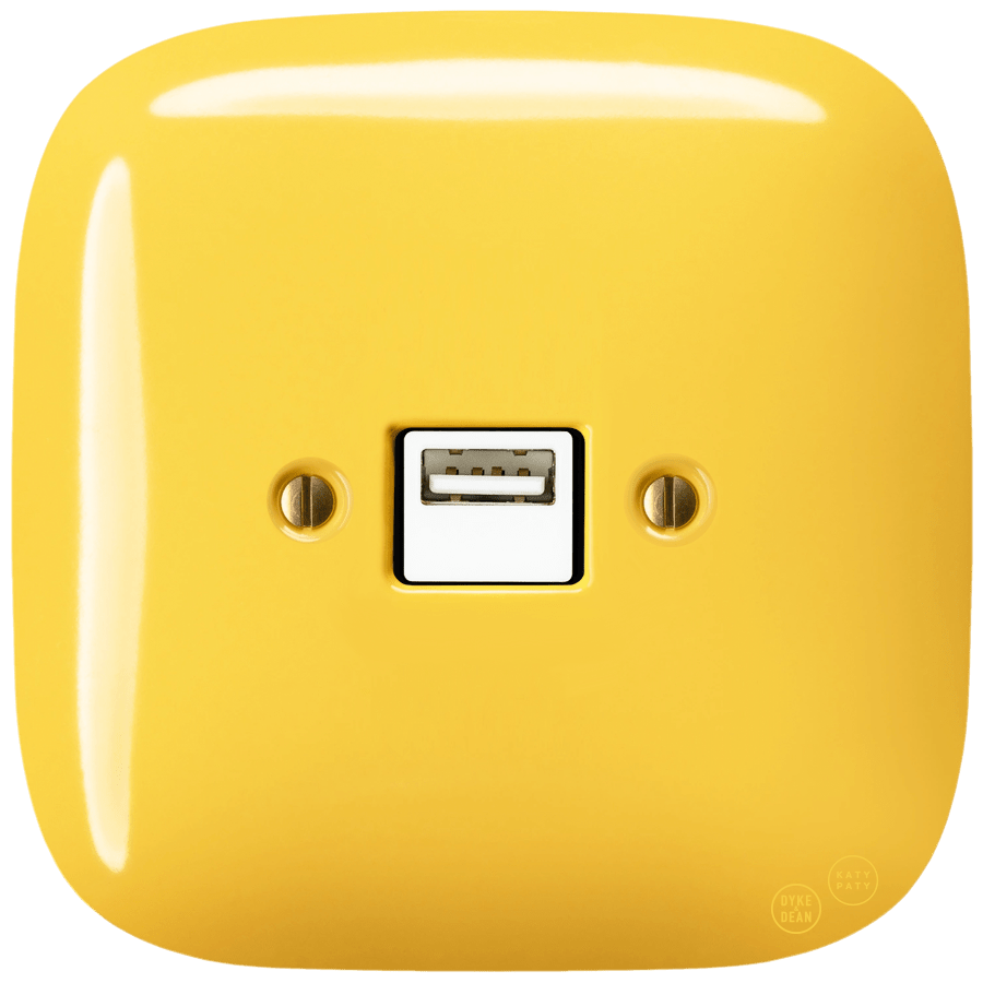 SQUARE PORCELAIN WALL USB CHARGER YELLOW - DYKE & DEAN