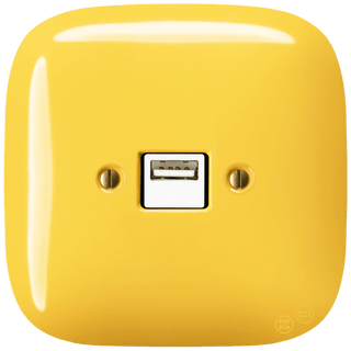 SQUARE PORCELAIN WALL USB CHARGER YELLOW - DYKE & DEAN