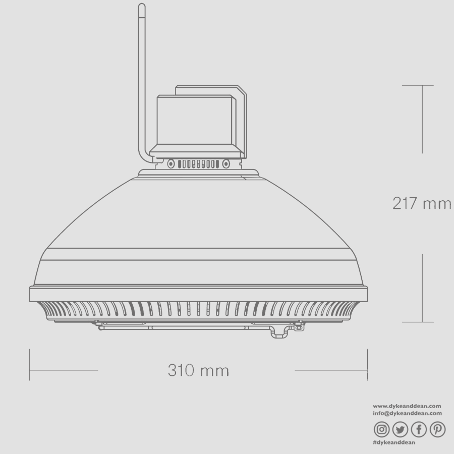 STAY HOT HEAT LAMP PENDANT HAL RETRACTABLE BLACK - DYKE & DEAN