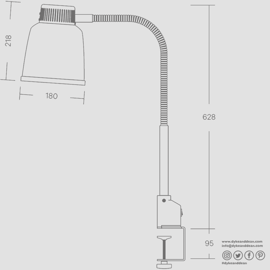 STAY HOT HEAT LAMP TABLETOP FOCUS CLAMP - DYKE & DEAN