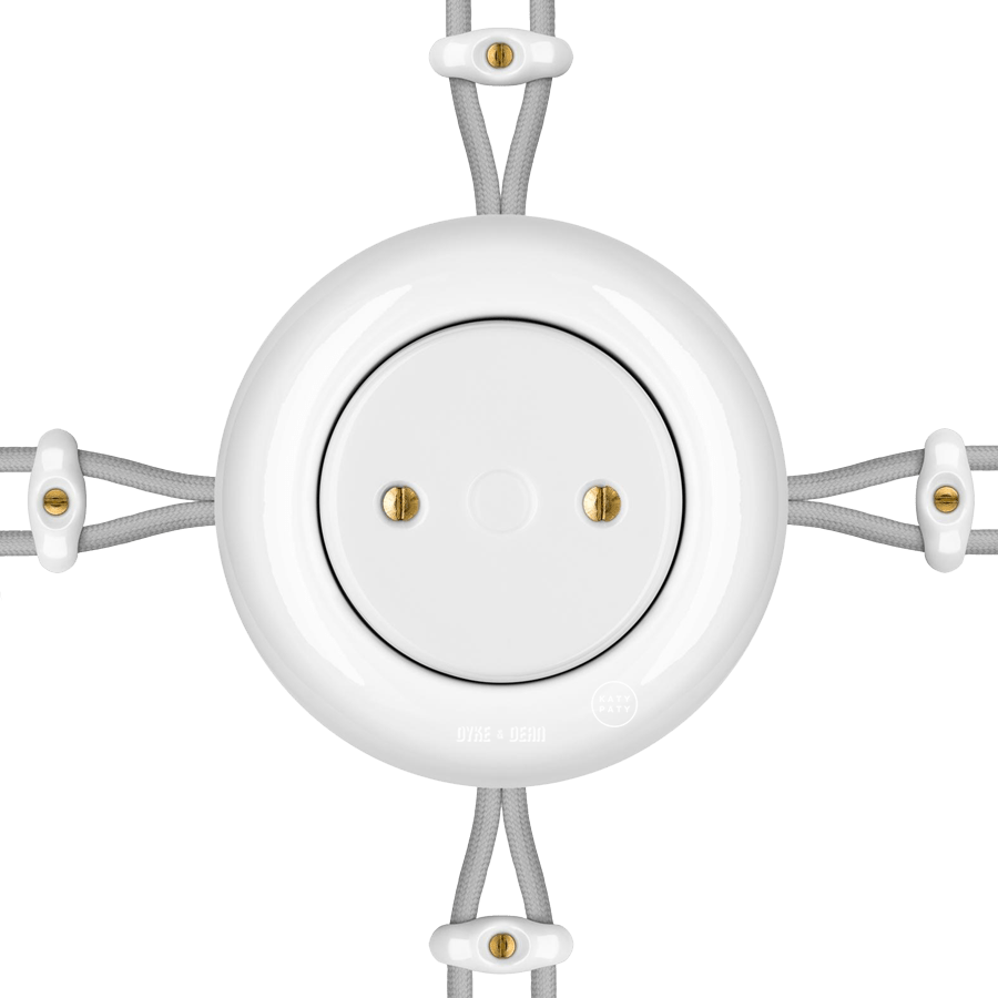 SURFACE PORCELAIN JUNCTION BOX WHITE BRASS SCREWS - DYKE & DEAN