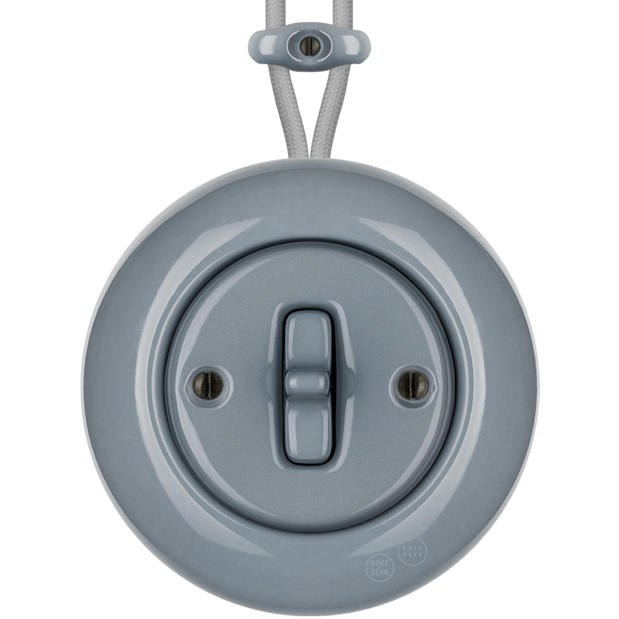 SURFACE PORCELAIN WALL LIGHT SWITCH ASH GREY TOGGLE - DYKE & DEAN