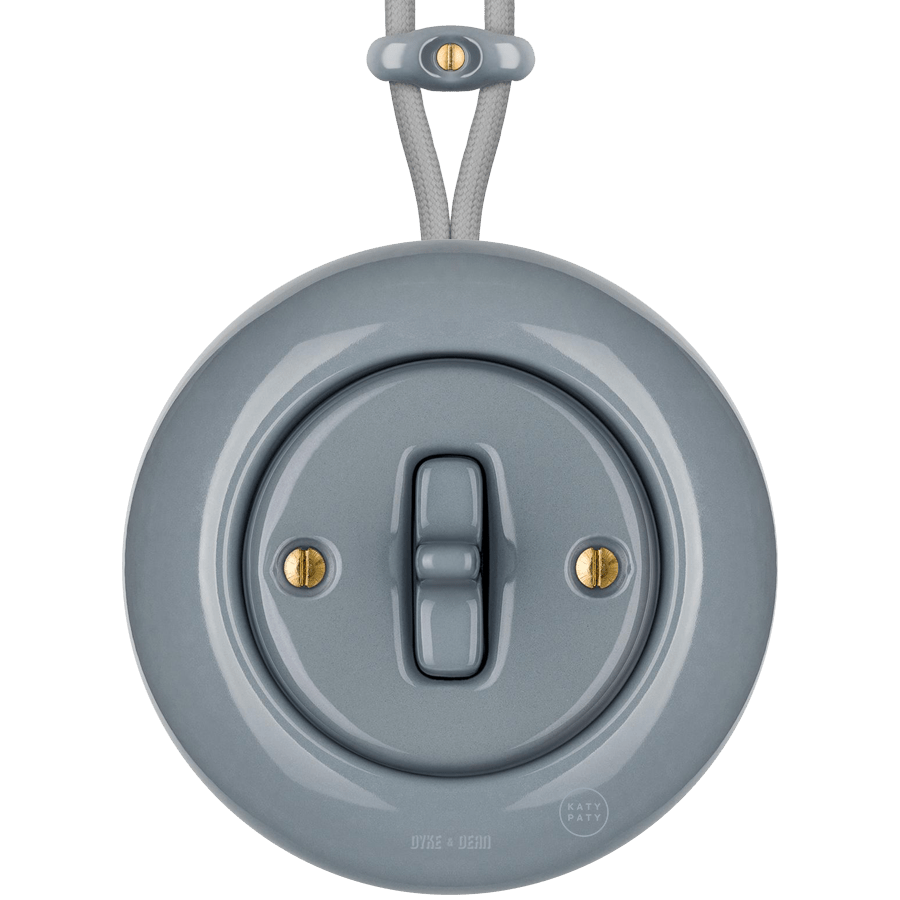 SURFACE PORCELAIN WALL LIGHT SWITCH ASH GREY TOGGLE - DYKE & DEAN