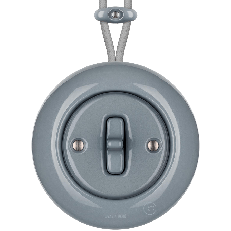 SURFACE PORCELAIN WALL LIGHT SWITCH ASH GREY TOGGLE - DYKE & DEAN