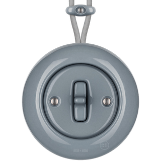 SURFACE PORCELAIN WALL LIGHT SWITCH ASH GREY TOGGLE - DYKE & DEAN