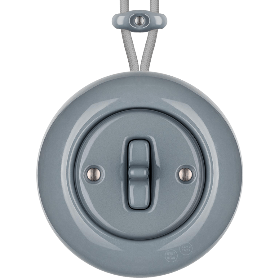 SURFACE PORCELAIN WALL LIGHT SWITCH ASH GREY TOGGLE - DYKE & DEAN