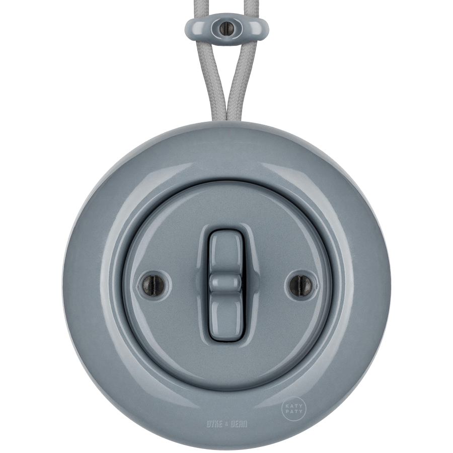 SURFACE PORCELAIN WALL LIGHT SWITCH ASH GREY TOGGLE - DYKE & DEAN