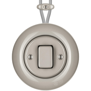 SURFACE PORCELAIN WALL LIGHT SWITCH CAPPUCCINO FAT BUTTON - DYKE & DEAN