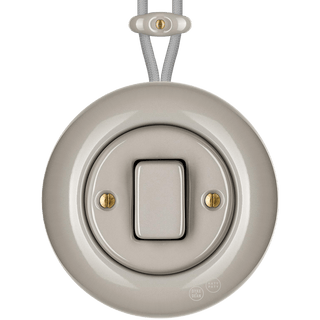 SURFACE PORCELAIN WALL LIGHT SWITCH CAPPUCCINO FAT BUTTON - DYKE & DEAN