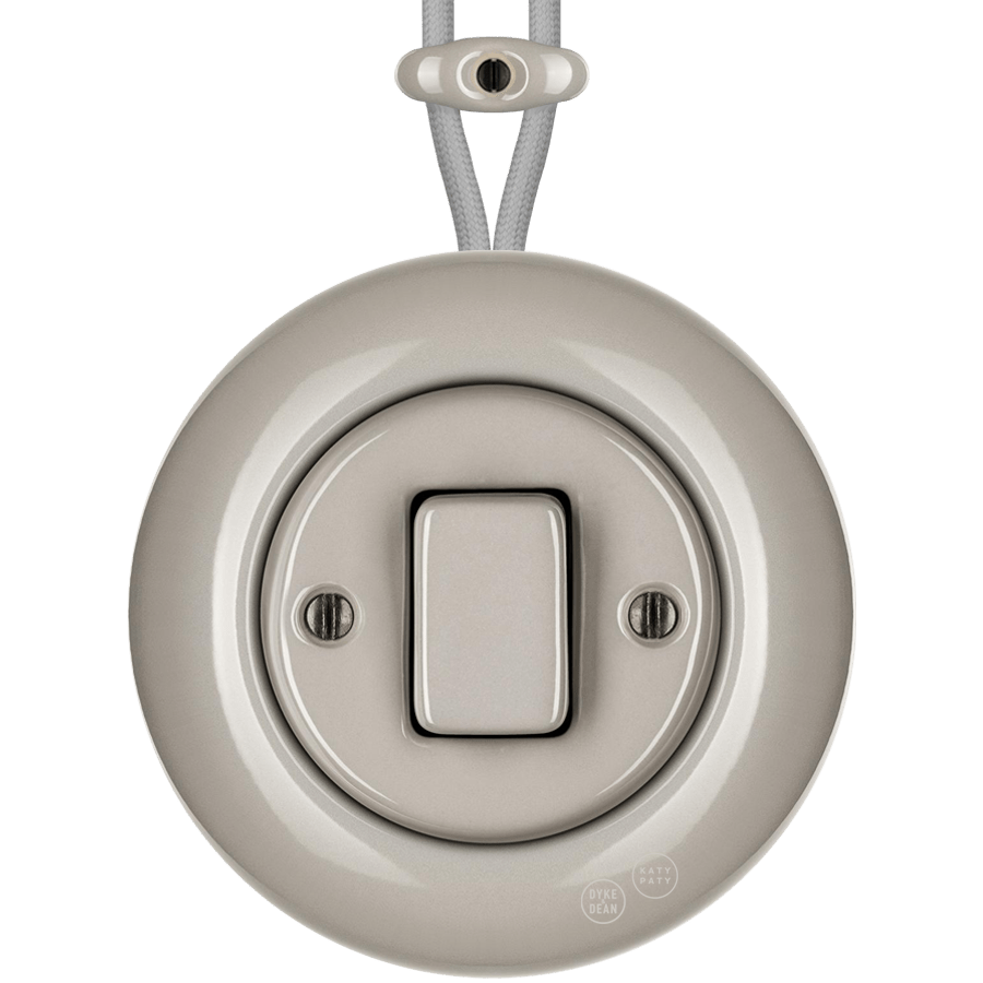 SURFACE PORCELAIN WALL LIGHT SWITCH CAPPUCCINO FAT BUTTON - DYKE & DEAN