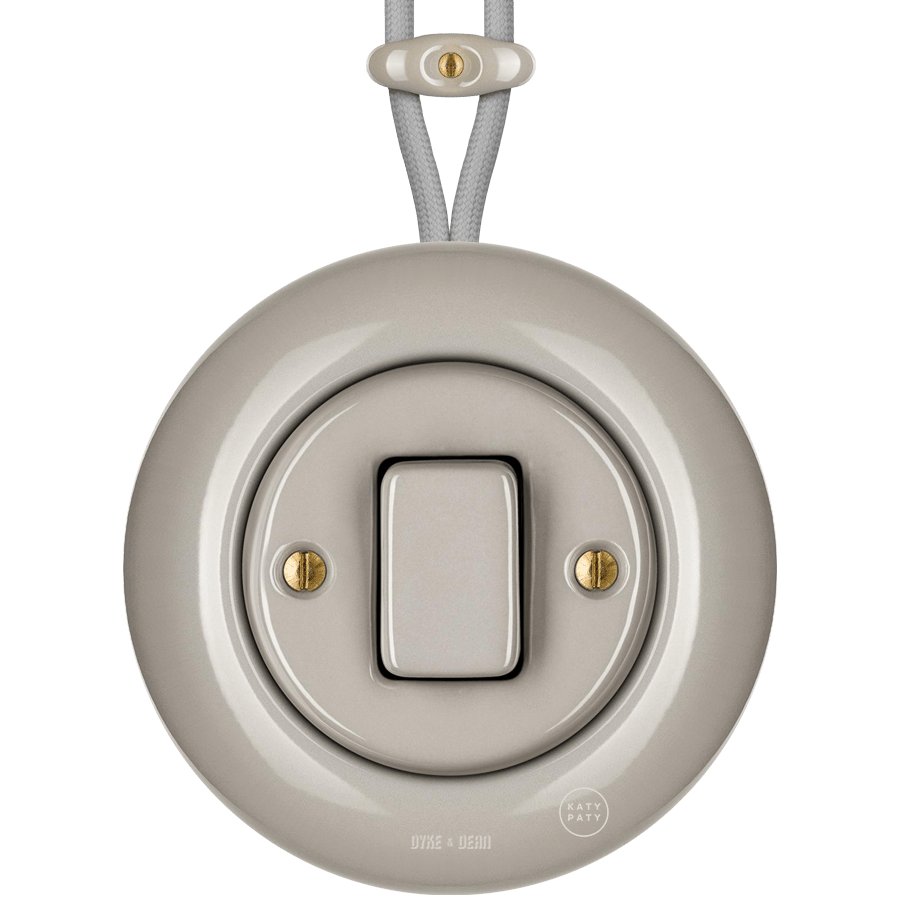 SURFACE PORCELAIN WALL LIGHT SWITCH CAPPUCCINO FAT BUTTON - DYKE & DEAN