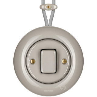 SURFACE PORCELAIN WALL LIGHT SWITCH CAPPUCCINO FAT BUTTON - DYKE & DEAN