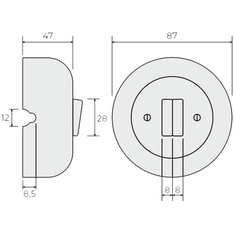 SURFACE PORCELAIN WALL LIGHT SWITCH GREY DOUBLE - DYKE & DEAN