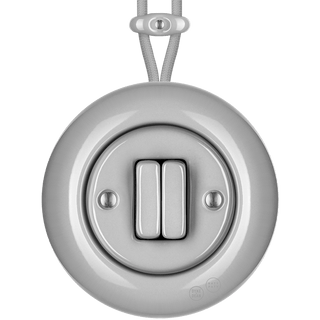 SURFACE PORCELAIN WALL LIGHT SWITCH GREY DOUBLE - DYKE & DEAN