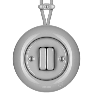 SURFACE PORCELAIN WALL LIGHT SWITCH GREY DOUBLE - DYKE & DEAN