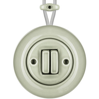 SURFACE PORCELAIN WALL LIGHT SWITCH GREY GREEN DOUBLE - DYKE & DEAN