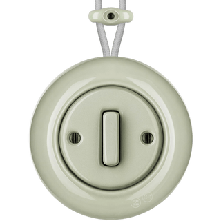 SURFACE PORCELAIN WALL LIGHT SWITCH GREY GREEN SLIM BUTTON - DYKE & DEAN